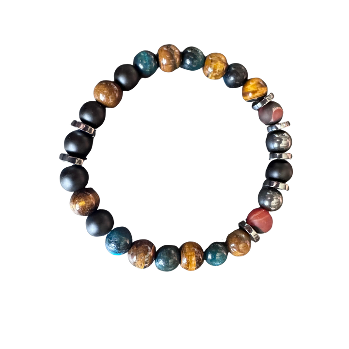 Armband Hämatit, Tigerauge, Shungit & Achat