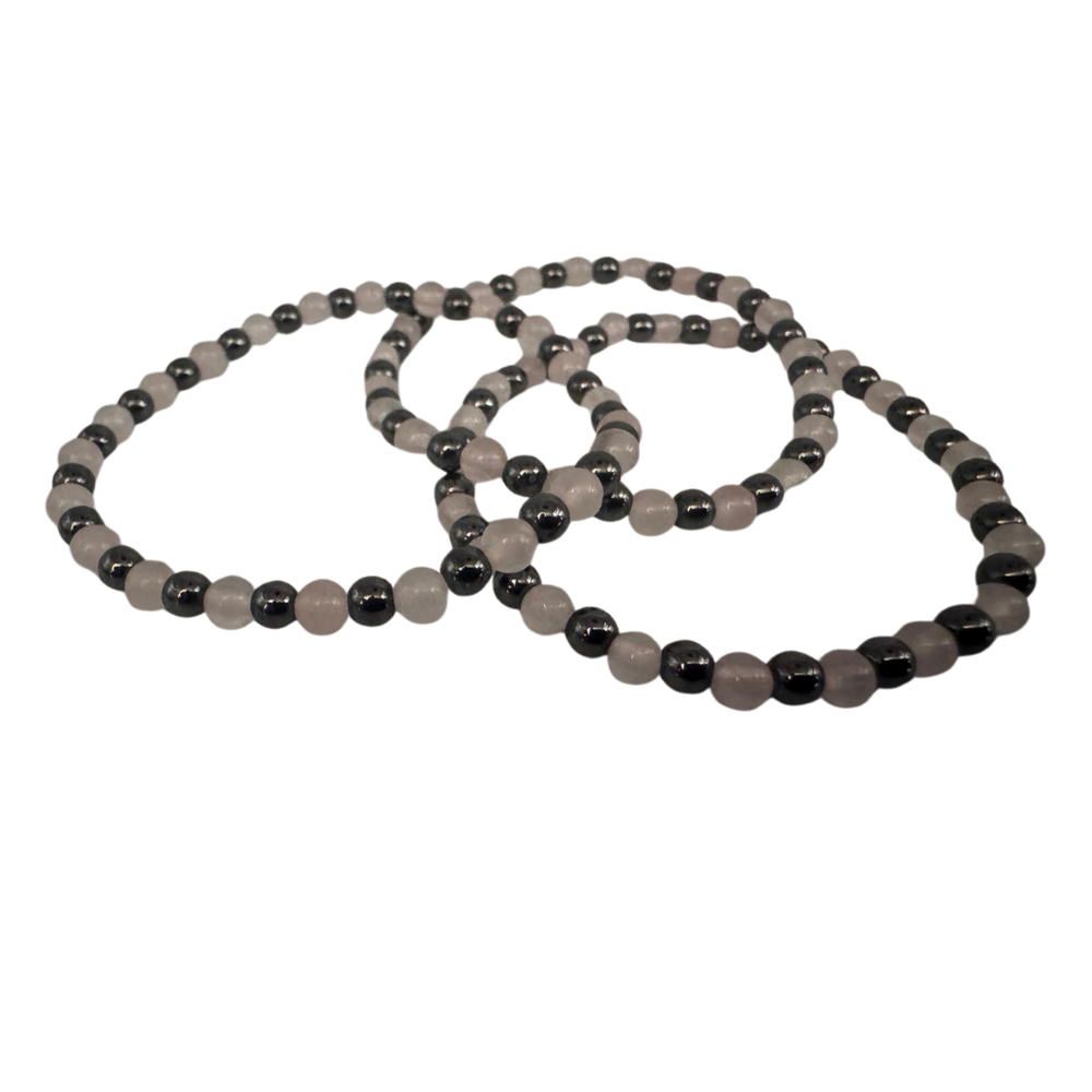 Armband Rosenquarz & Hämatit - verschiedene Varianten