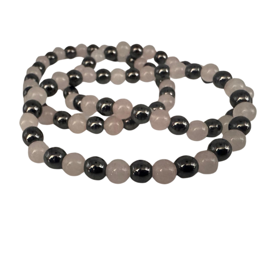 Armband Rosenquarz & Hämatit - verschiedene Varianten