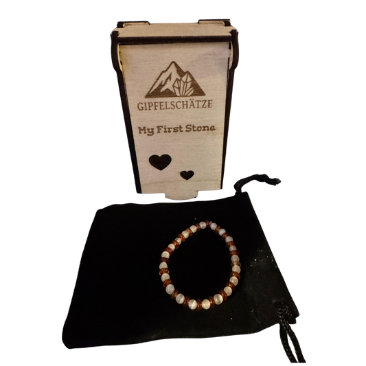 Kinder Edelstein-Armband – Bernstein & Selenit – Sanfter Begleiter für Alltag & Wohlgefühl