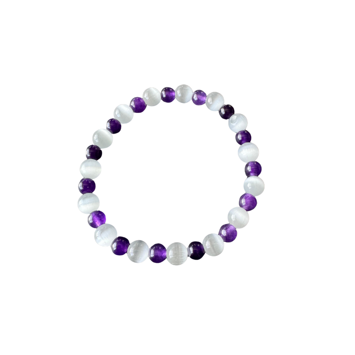Armband Selenit & Amethyst