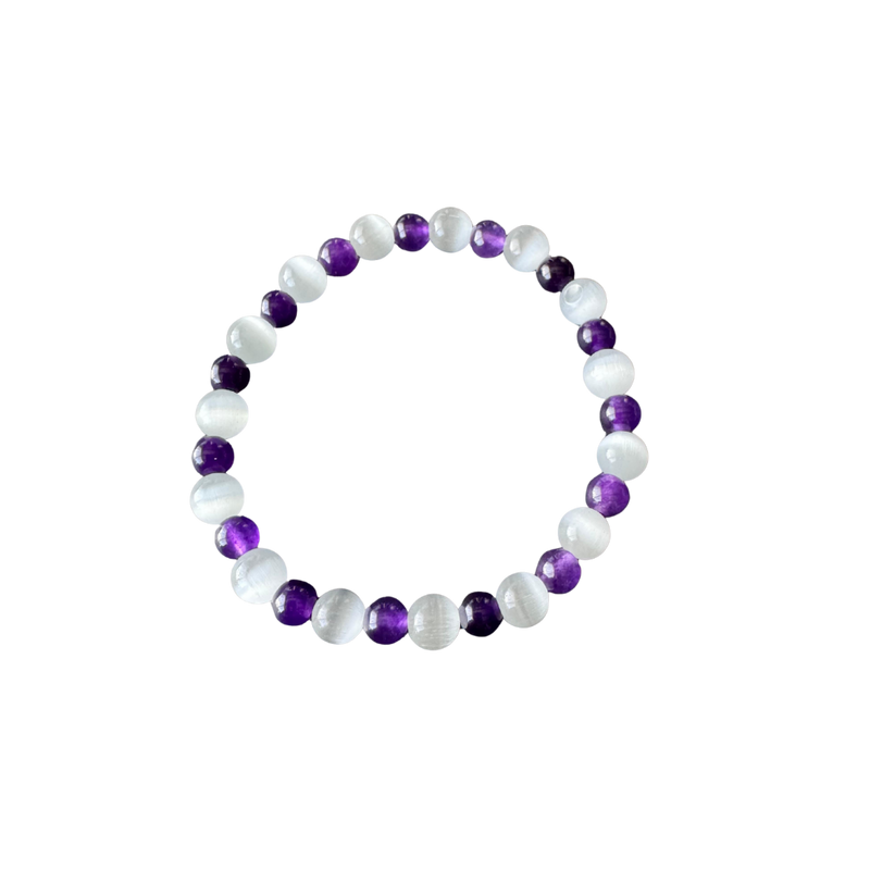 Armband Selenit & Amethyst