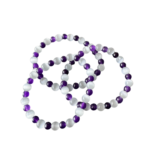 Armband Selenit & Amethyst