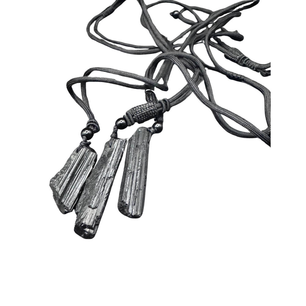 Turmalin Halskette mit Stoff Kette
