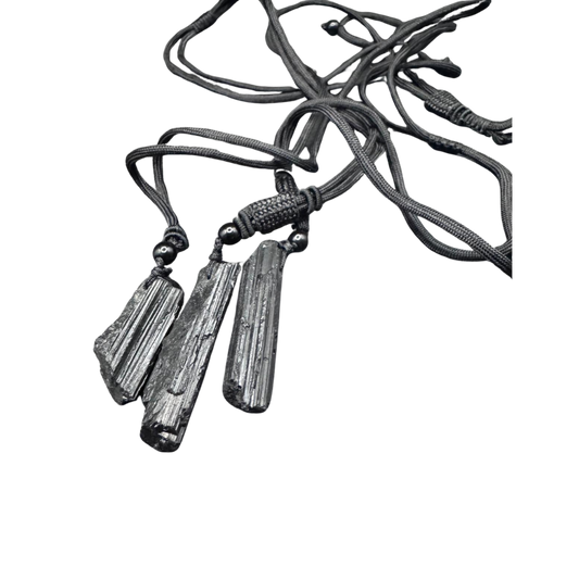 Turmalin Halskette mit Stoff Kette